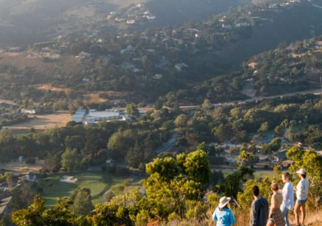 hiking group on ranch property