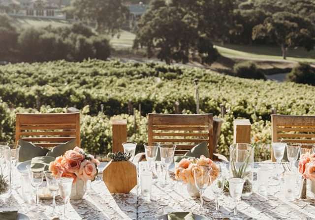 beautiful wedding table set up on ranch