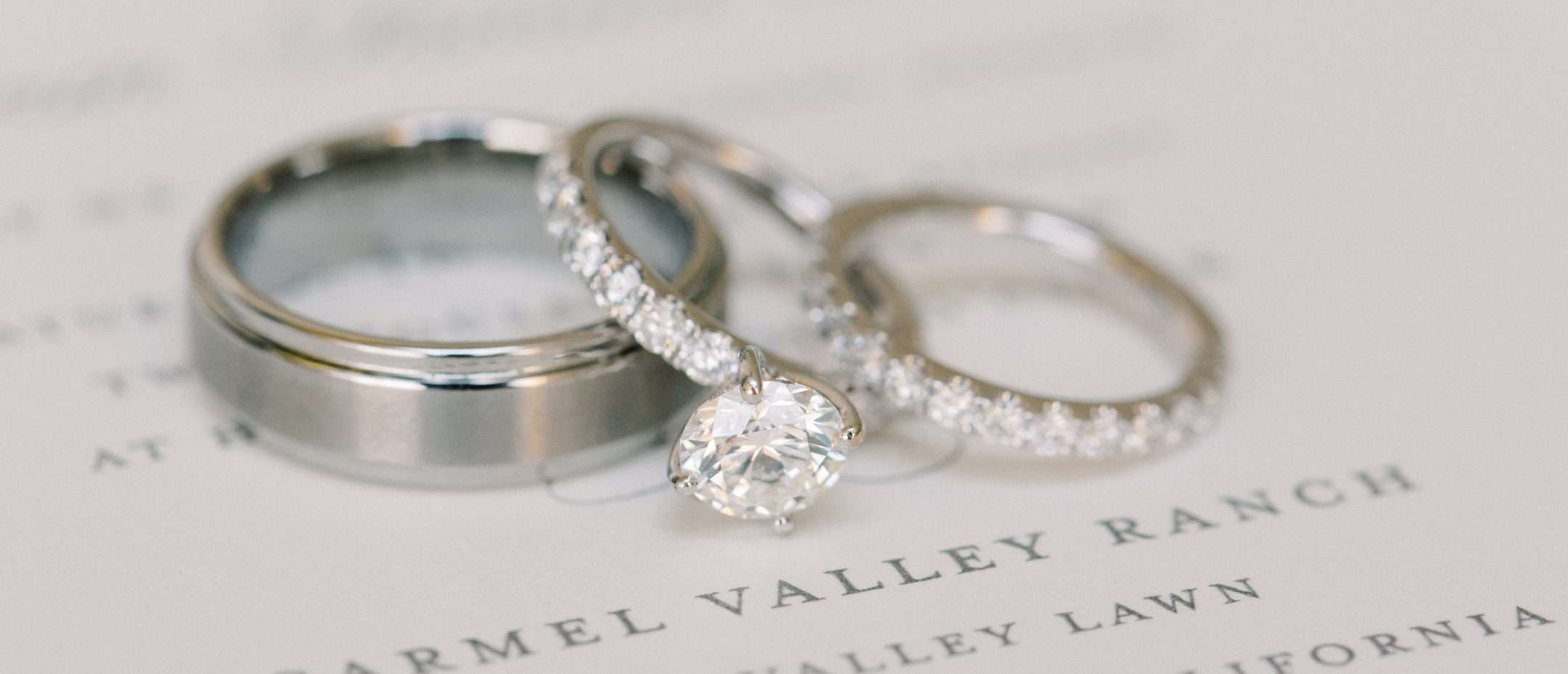 Engagement ring and wedding bands on Carmel Valley Ranch menu