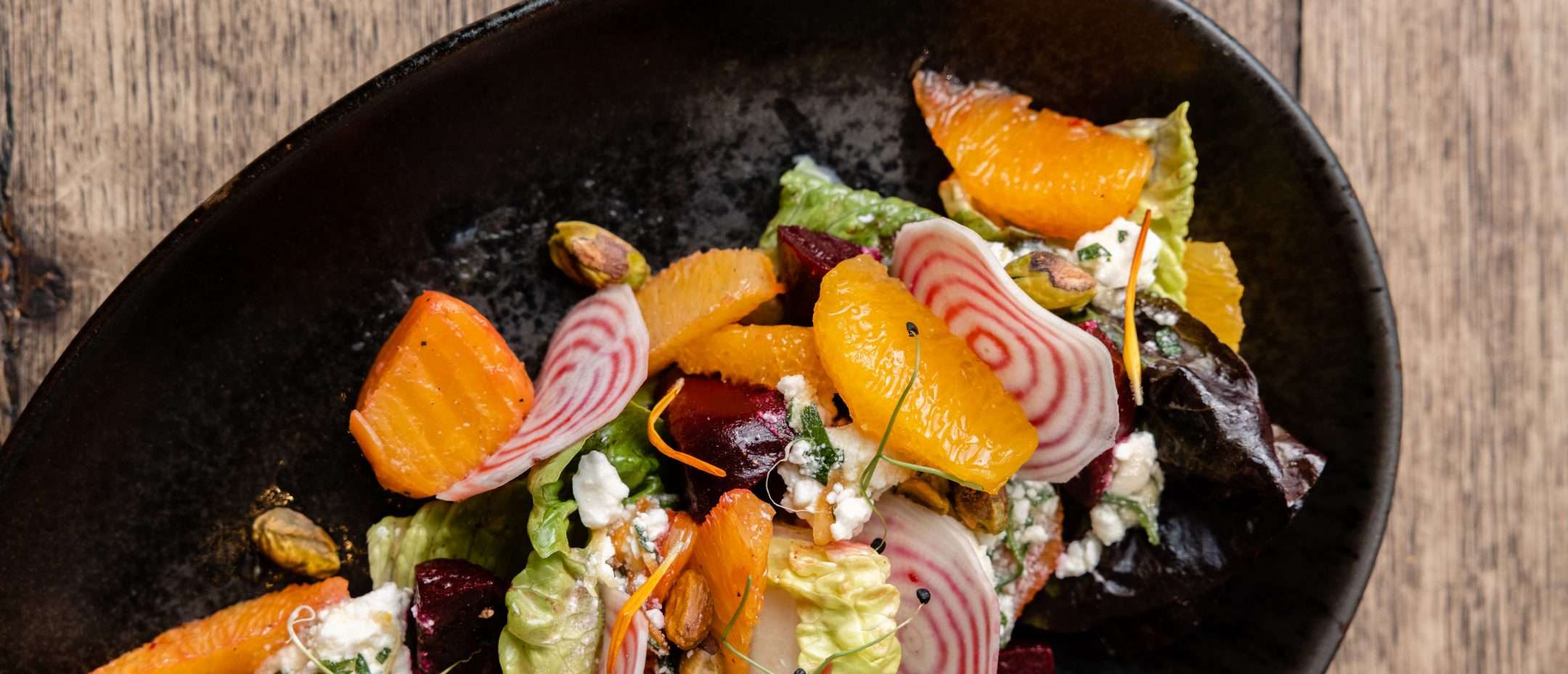 Mandarin and beet salad with golden raisins