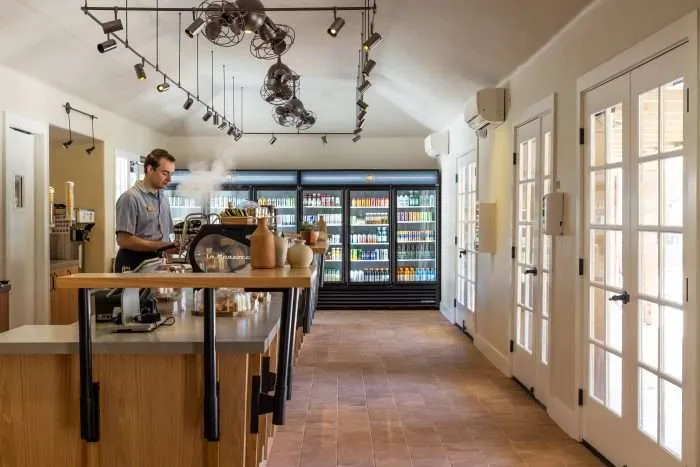 indoor coffee bar and drinks fridges at river ranch bar & grill